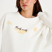 Sweat col rond manches longues ecru femme
