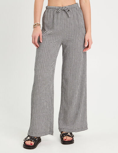 Pantalon large fluide noir femme