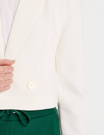 Veste blazer courte ecru femme