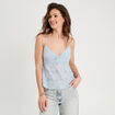 Débardeur broderie anglaise bleu clair femme