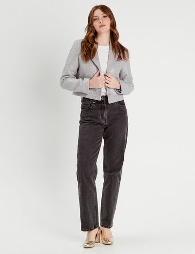 Veste blazer tweed gris argent femme