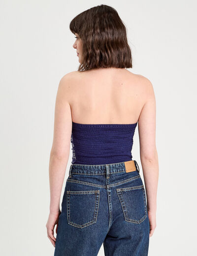 Crop top bandeau bleu marine femme