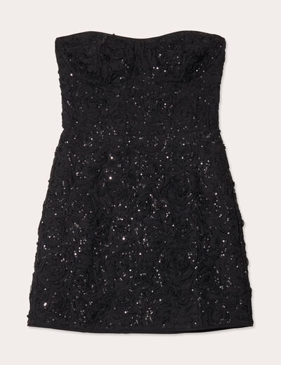 Robe cintrée bustier sequins noir femme