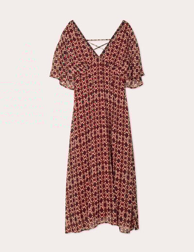 Robe longue empire dos ouvert rouge femme