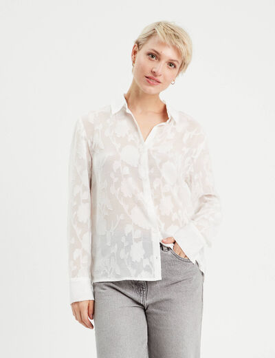 Chemise brodée ecru femme