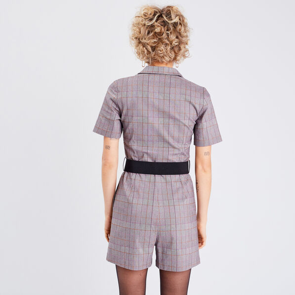 Combishort droite ceinturée blanc femme