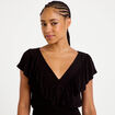 Blouse cintr&eacute;e cropped sans manches noir femme