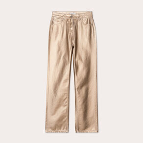 pantalon droit enduit couleur or femme Pantalon droit enduit couleur or femme