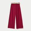Pantalon large fluide ceintur&eacute; rouge femme