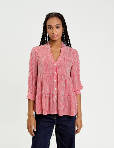 Blouse manches 3/4 rouge vif femme