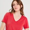 T-shirt col en V rouge femme