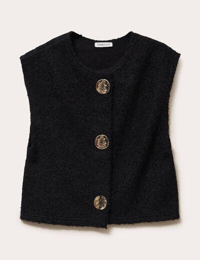 Gilet sans manches col rond noir femme