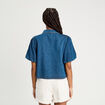 Blouse manches courtes en jean denim stone femme