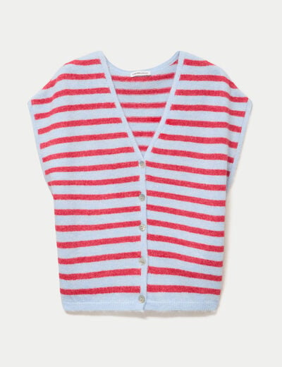 Gilet sans manches col v bleu femme