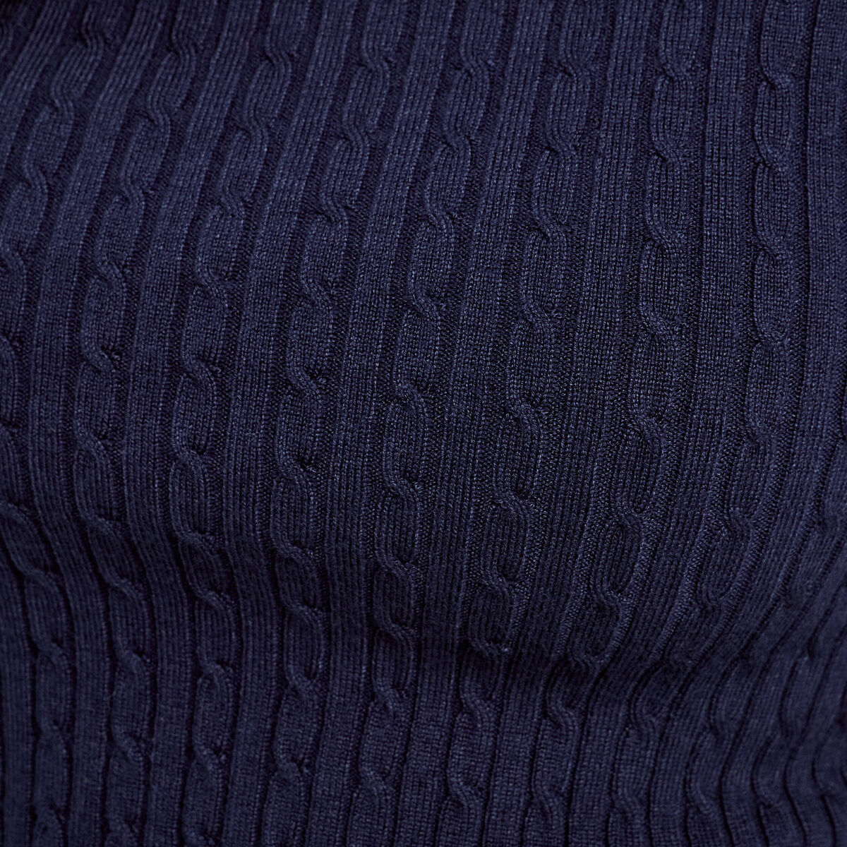Pull col montant torsades bleu marine femme