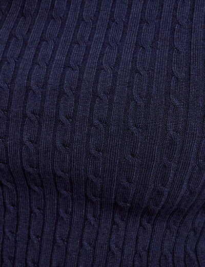 Pull col montant torsades bleu marine femme