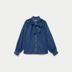 Chemise ample en jean col montant denim stone femme