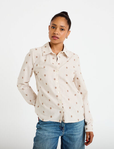 Chemise droite manches longues sable femme