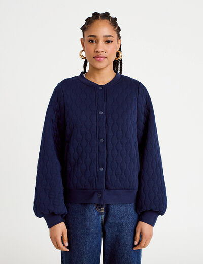 Bomber manches longues bleu marine femme