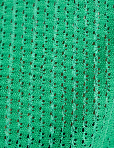 D&eacute;bardeur ajour&eacute; aspect dentelle col v vert femme