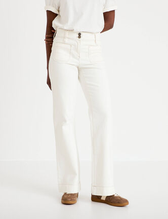 Jean bootcut taille haute denim blanc femme