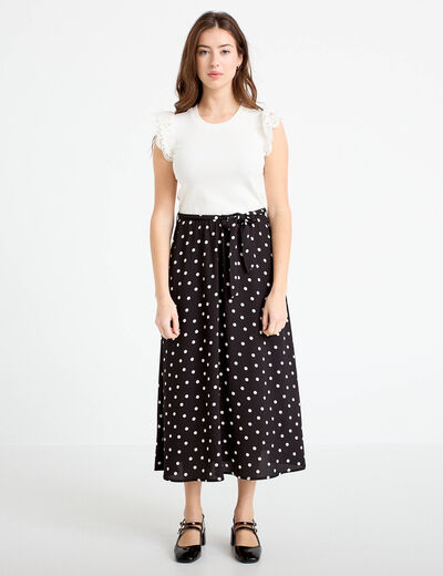 Robe longue bi-mati&egrave;re noir femme