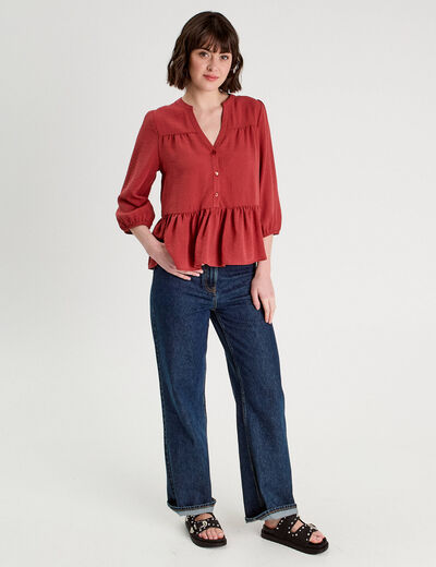 Blouse manches 3/4 vieux rose femme
