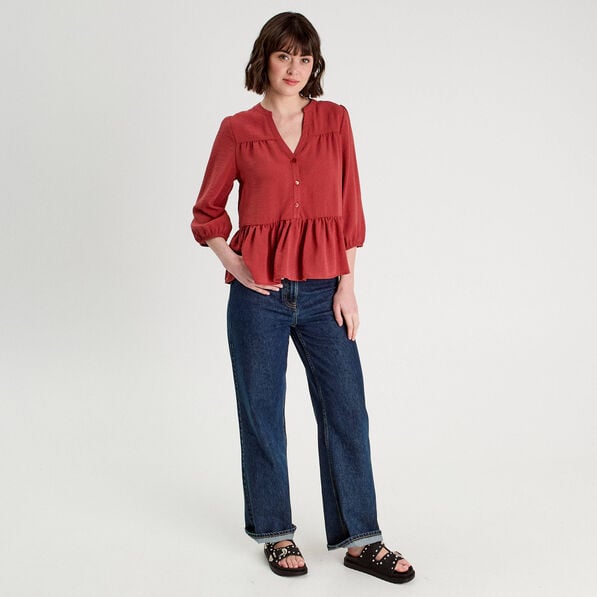 blouse manches 34 vieux rose femme Blouse manches 3/4 vieux rose femme