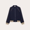 Sweat manches longues zippé bleu marine femme