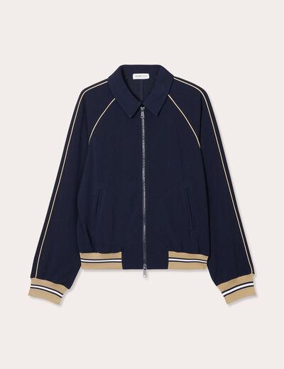 Sweat manches longues zippé bleu marine femme