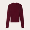 Pull col montant torsades bordeaux femme