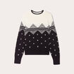 Pull manches longues col rond noir femme
