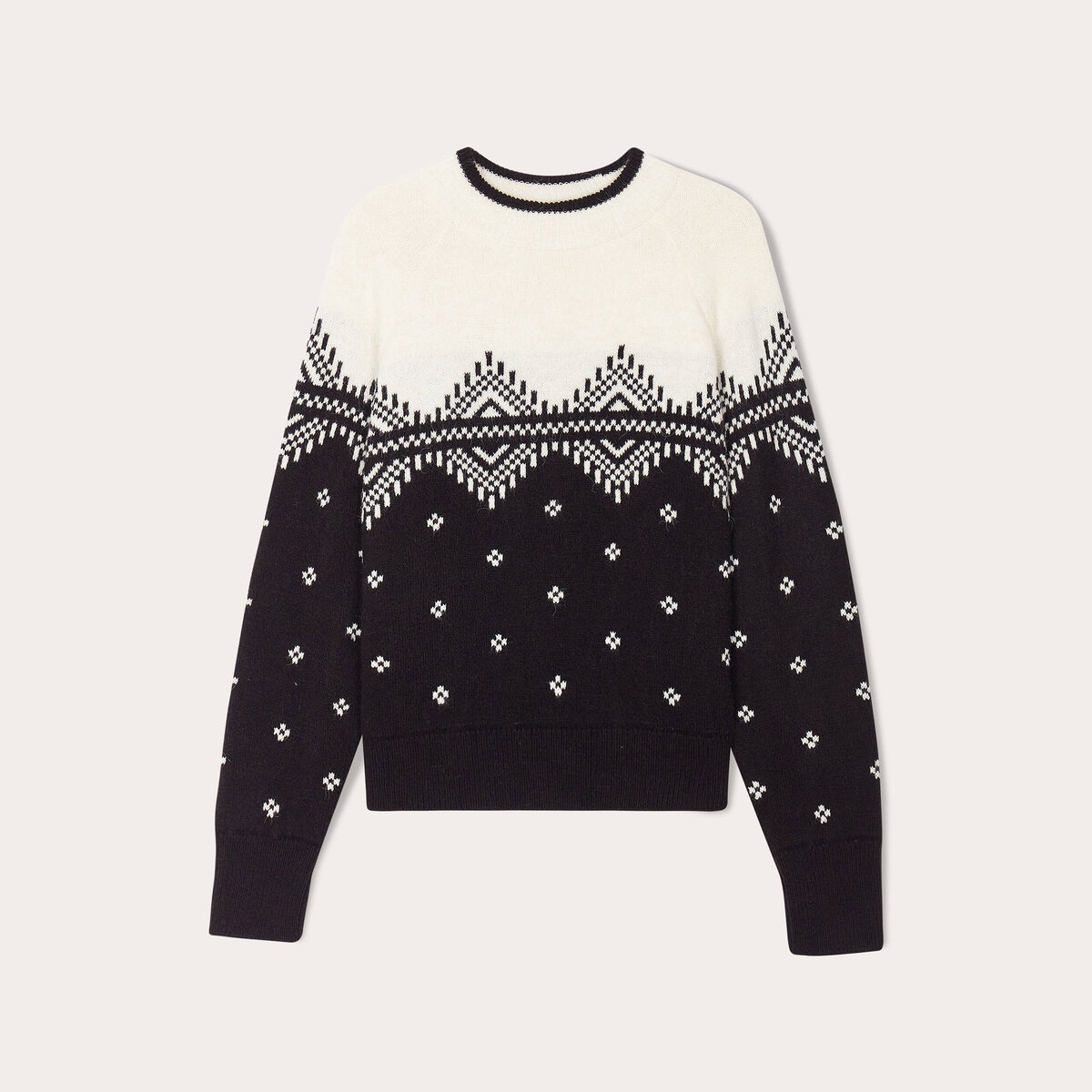 Pull manches longues col rond noir femme