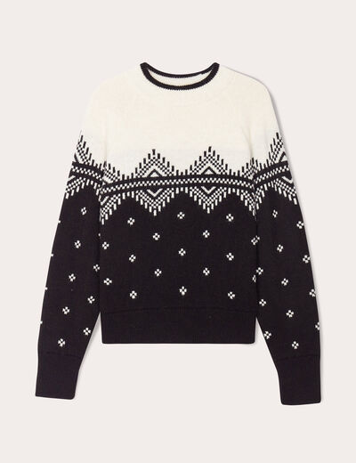 Pull manches longues col rond noir femme