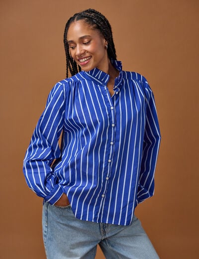 Chemise oversize manches longues bleu femme