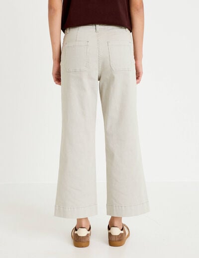 Jean flare cropped taille haute vert kaki femme