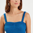 Débardeur tricot cropped bleu electrique femme