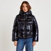 Doudoune bas resserr&eacute; manches longues bleu marine femme