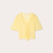 Blouse nouée avec volants jaune clair femme