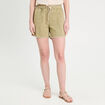 Short droit détails brodés vert kaki femme