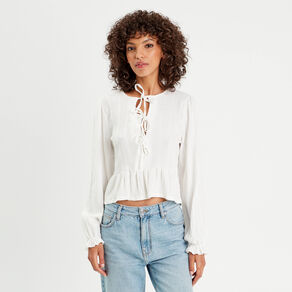 Blouse manches longues ecru femme