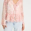 Blouse nouée manches longues rose pastel femme