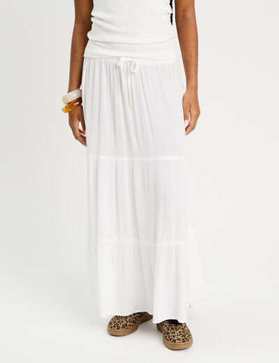 Jupe longue évasée blanc femme