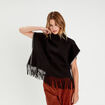 Poncho avec franges noir femme