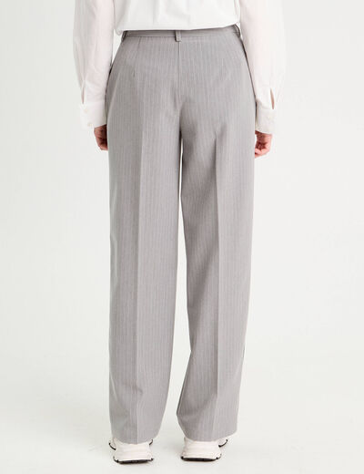 Pantalon large avec bandes gris clair femme