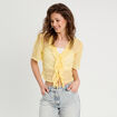 Blouse nouée avec volants jaune clair femme