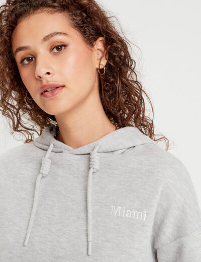Sweat à capuche gris clair femme
