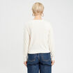 T-shirt col claudine macramé ecru femme
