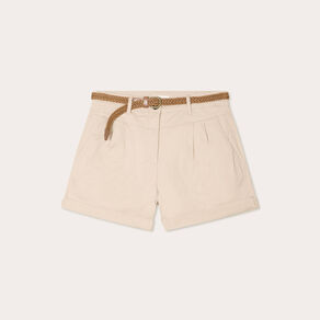 Short chino ceinturé sable femme