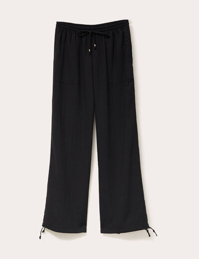 Pantalon large fluide noir femme